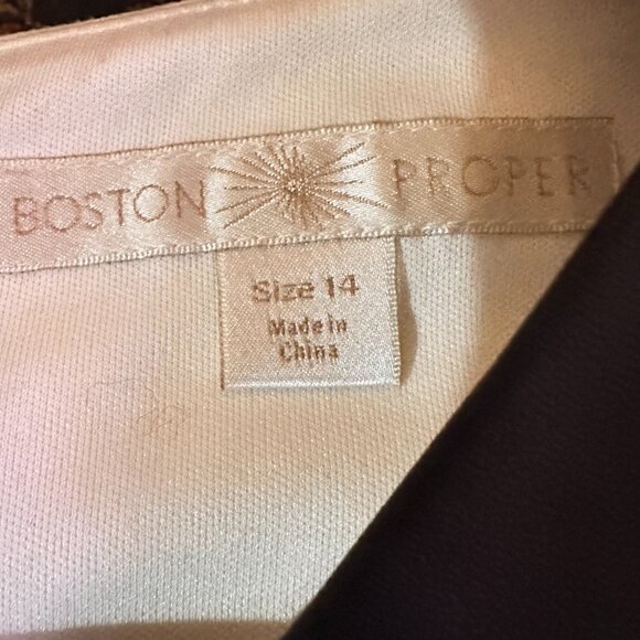 Black & White Faux Leather Mix Colorblock Top - Size 14 - Picture 7 of 11